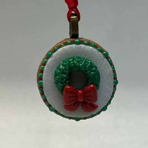 HG-046 Christmas Ornament, Wreath $46 at Hunter Wolff Gallery